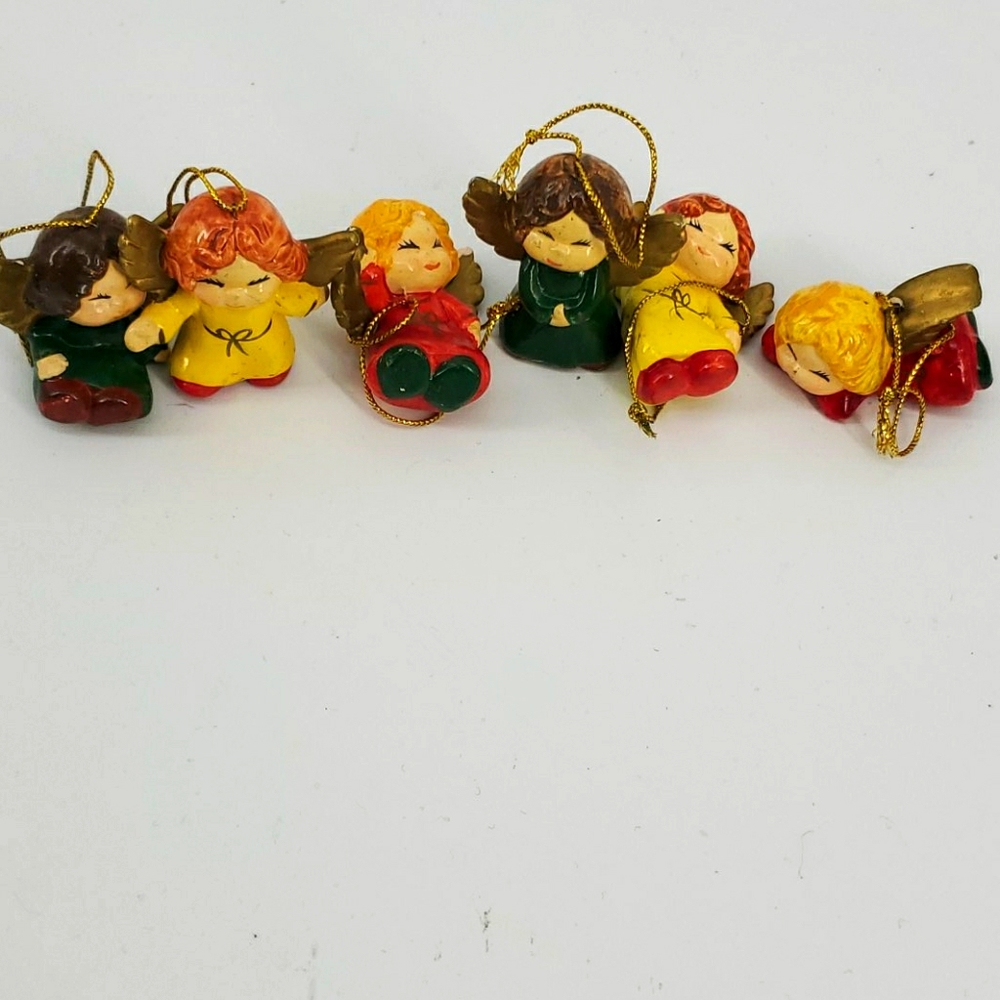 Set of 6 Vintage Angel Hanging Ornaments